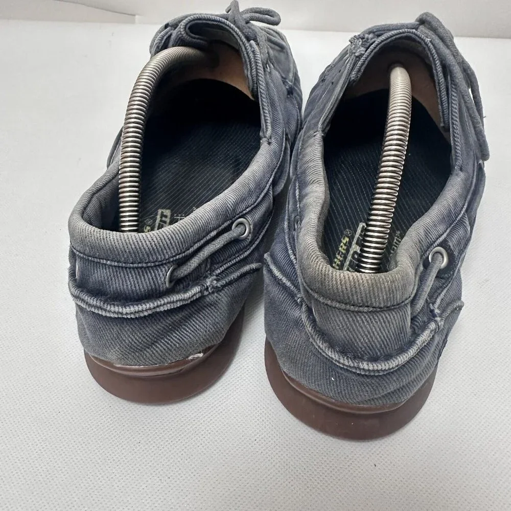 Skechers Shoes Mens 13 Relaxed Fit Eris Inaldo Boat Navy Comfort Canvas Denim